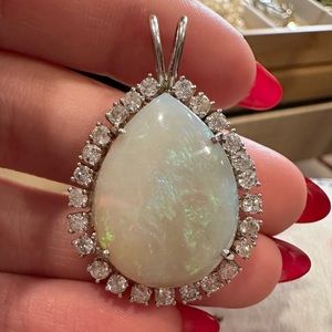 14k diamond Opal pendant